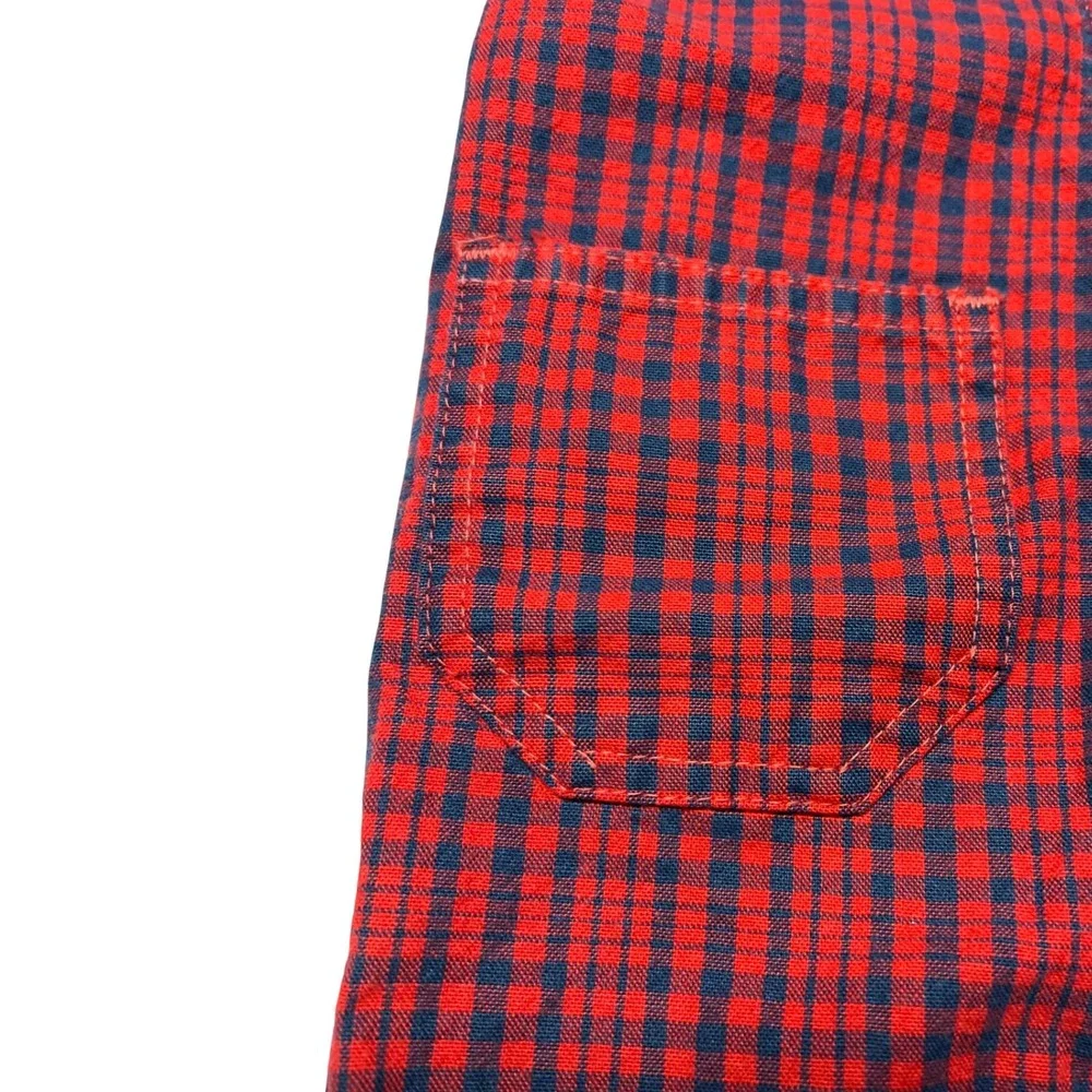 Vintage 90s Baby OshKosh B'Gosh Overalls 12M Red Blue Plaid USA‎ Made Snaps EUC